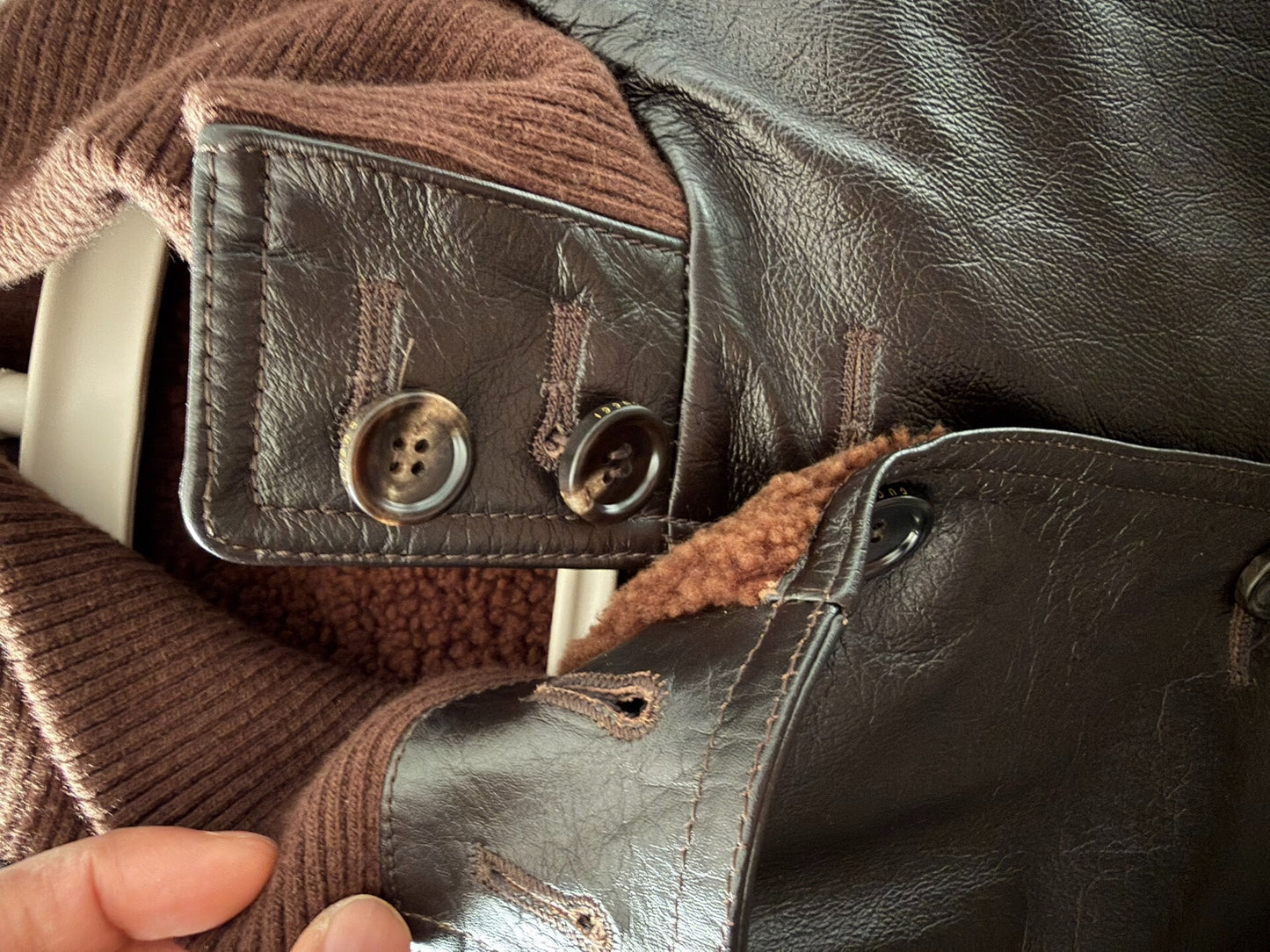 gucci leather and wool jacket in brown