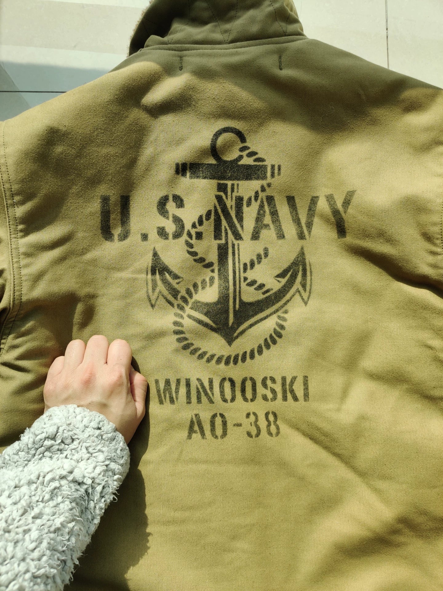 oversized u.s. navy deck jacket in beige