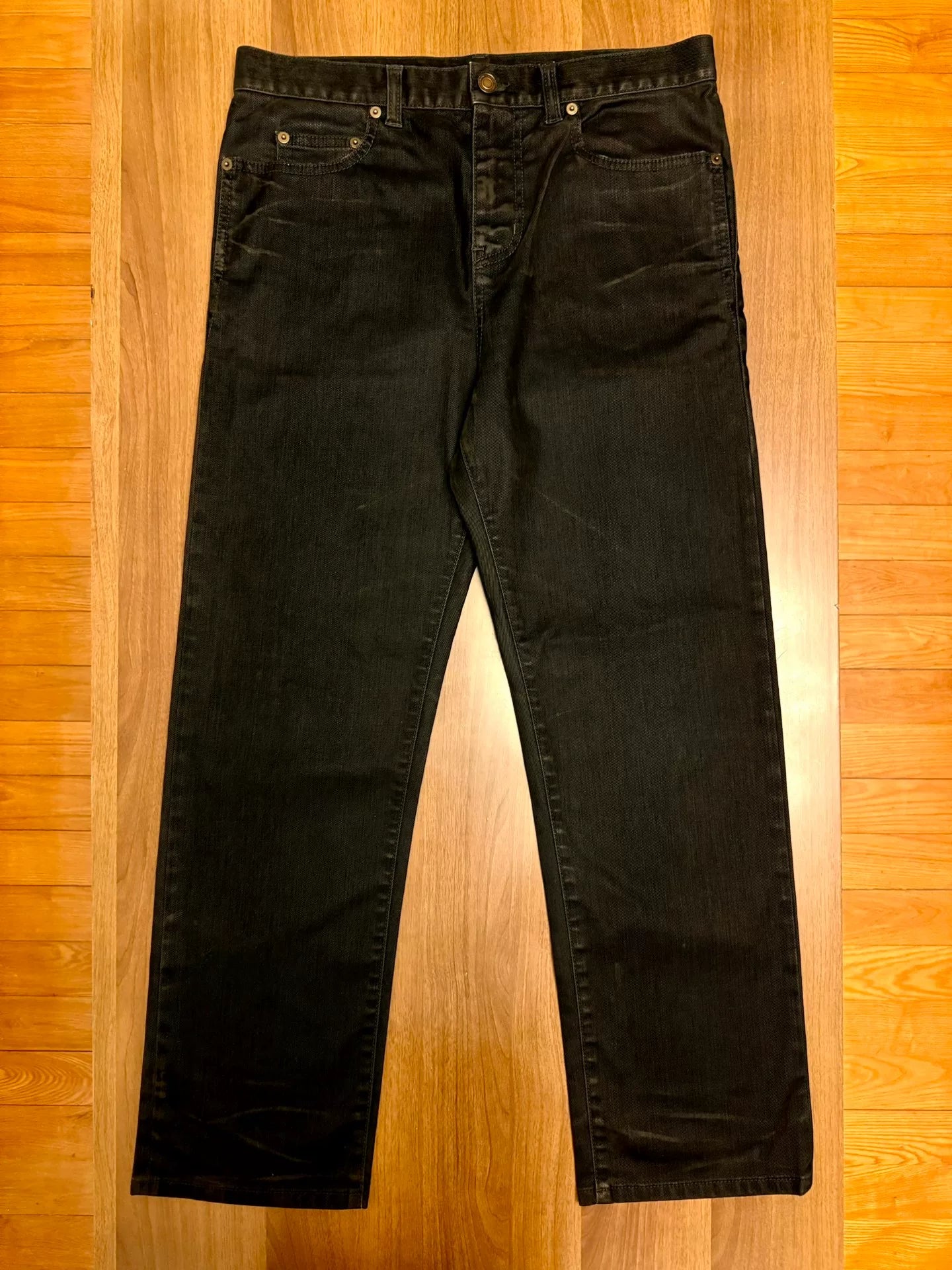 saint laurent black straight-leg denim pants