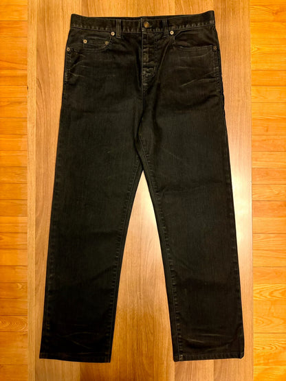 saint laurent black straight-leg denim pants