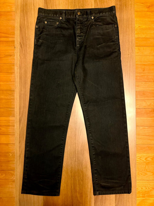 saint laurent black straight-leg denim pants