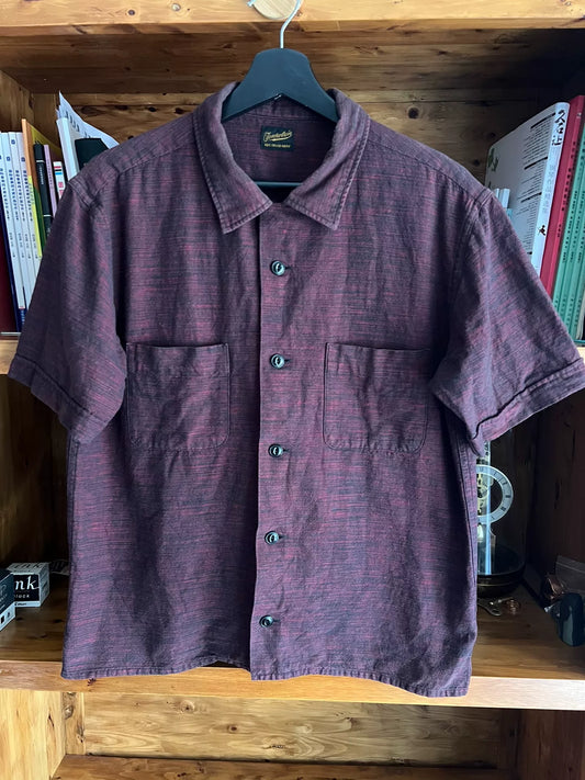 open collar shirt in rich burgundy color