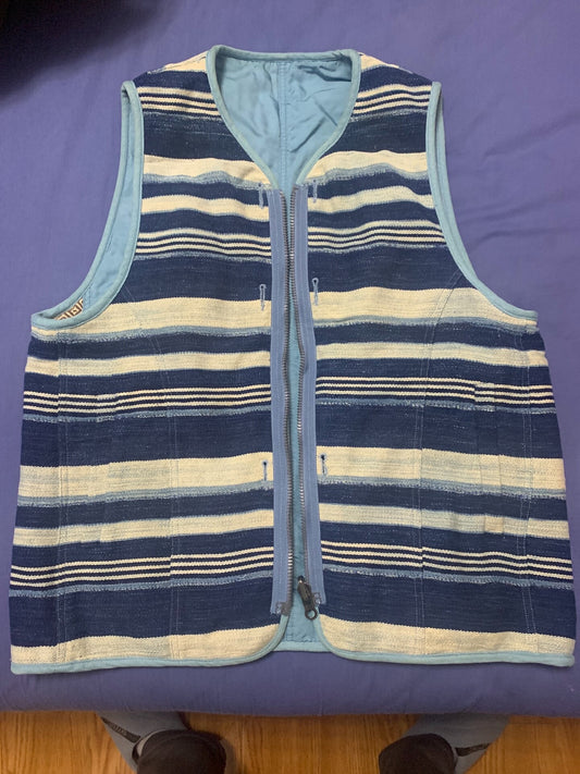 visvim 19ss iris vest blue stripes