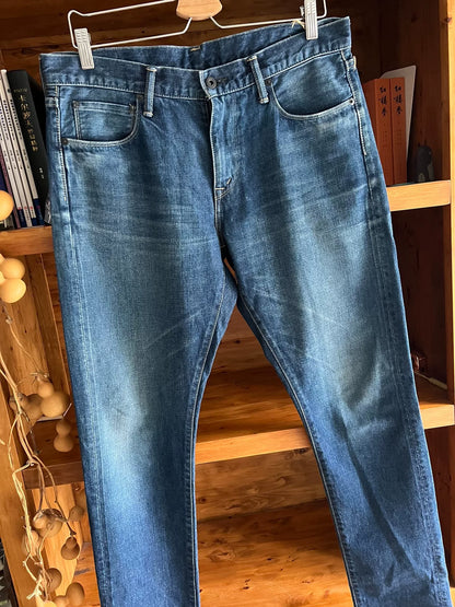 washed red ear denim talon zipper pants