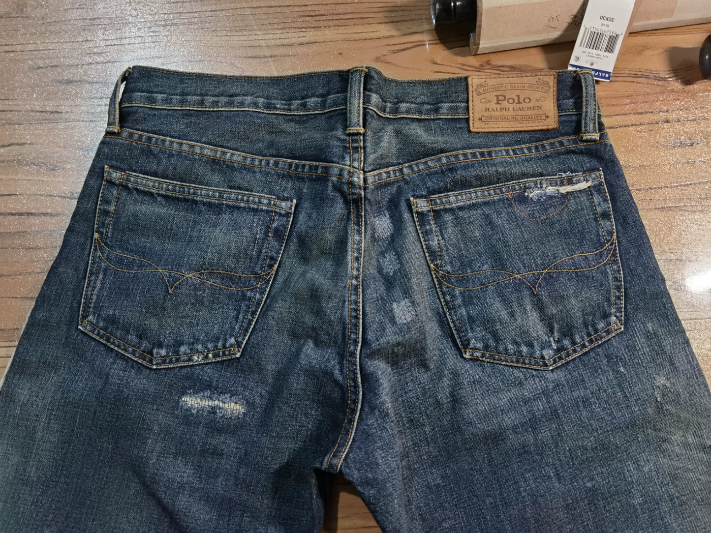 RRL Ralph Lauren Extreme Distressed Paint Jeans