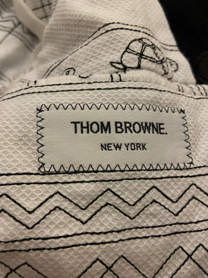 thom browne embroidered black coat with details