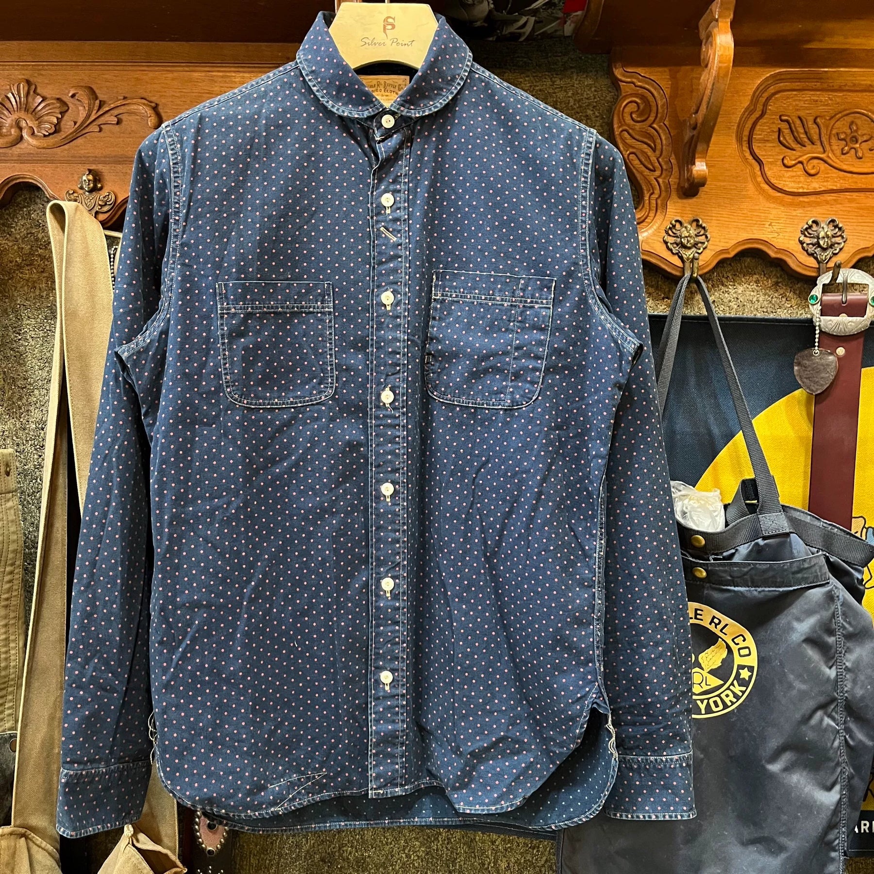 RRL Indigo Polka Dot Work Shirt
