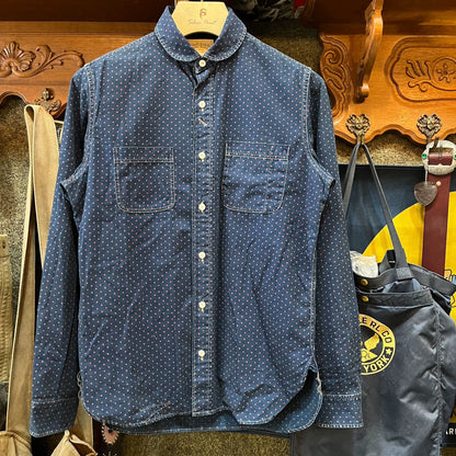 RRL Indigo Polka Dot Work Shirt