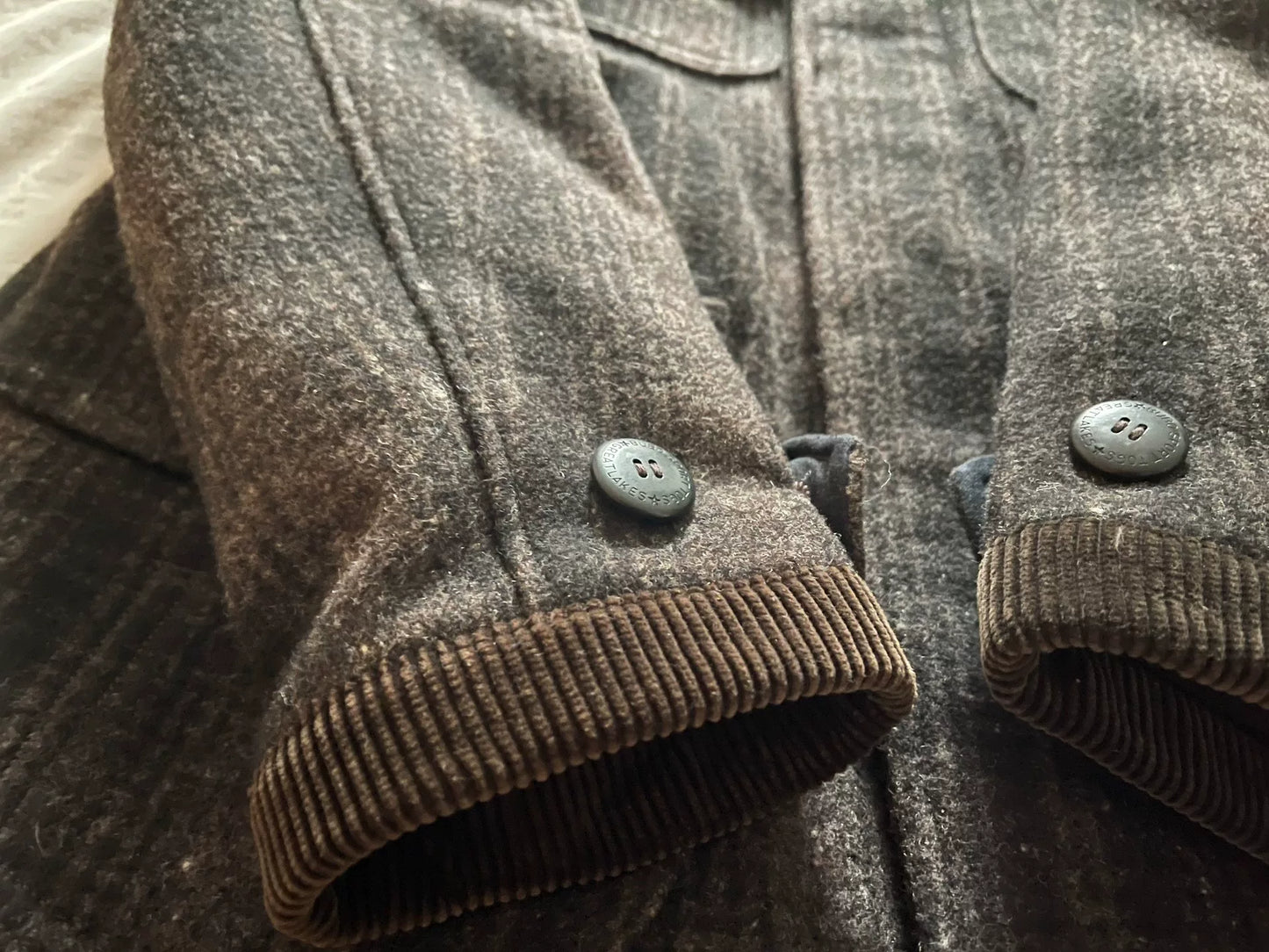 heavy wool check jacket with pockets