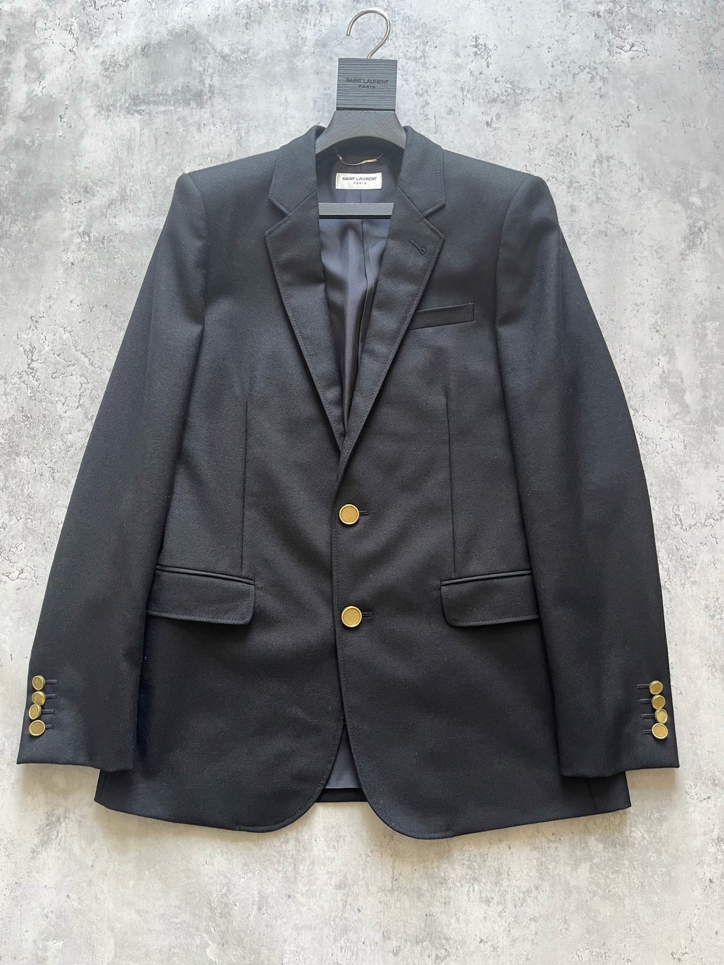 YSL Saint Laurent Black Gold Button Blazer