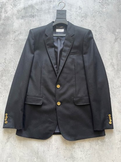 YSL Saint Laurent Black Gold Button Blazer