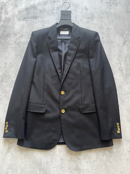 YSL Saint Laurent Black Gold Button Blazer