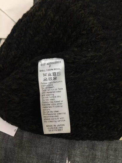 visvim black knit cap with mud dye technique