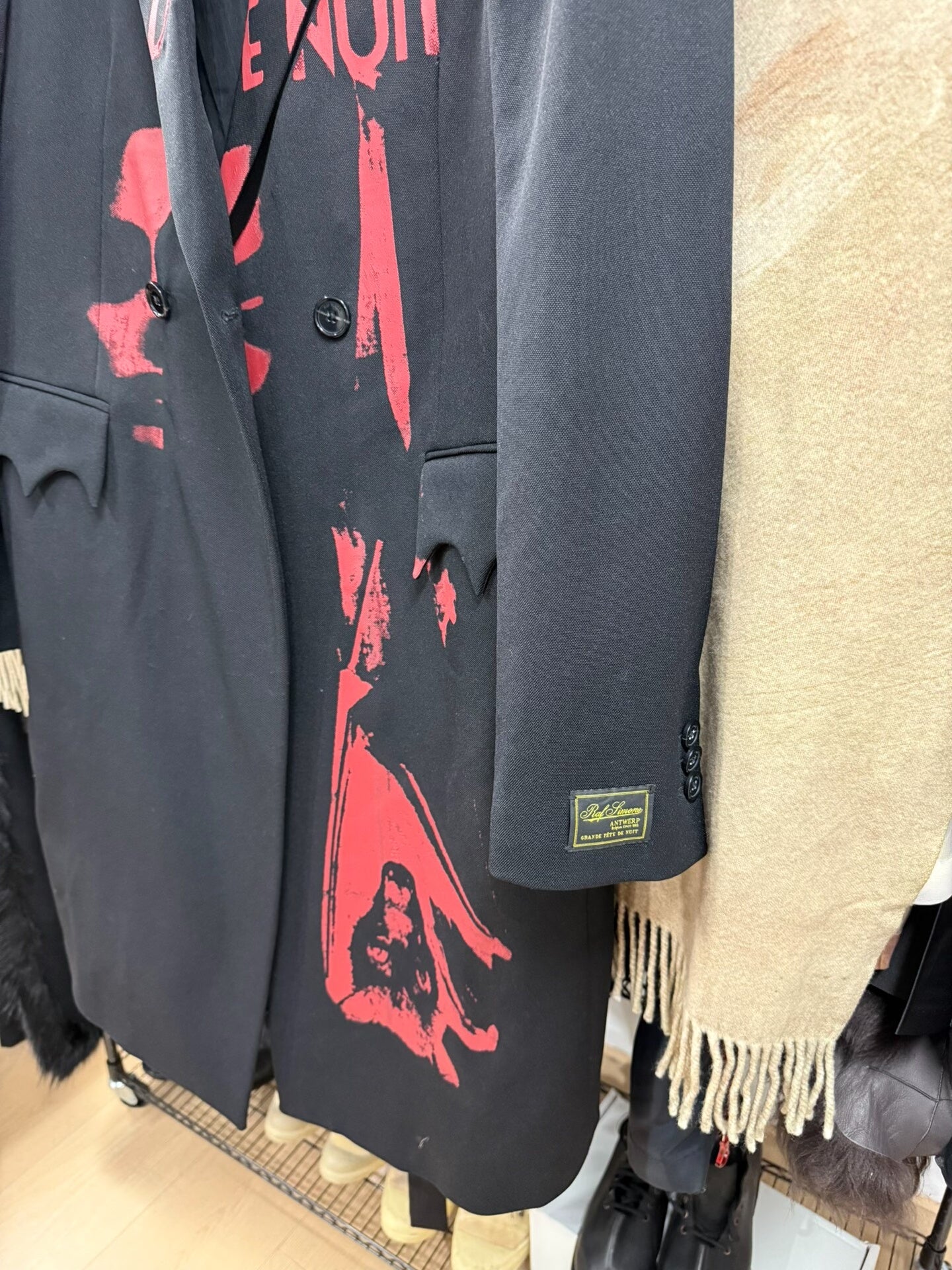 raf simons painted wool coat size 48