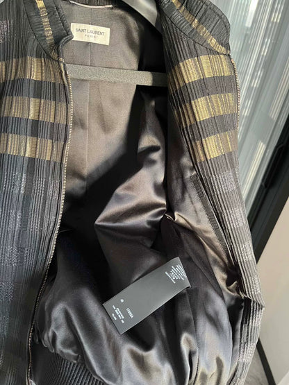 Saint Laurent Black Gold Baseball Jacket