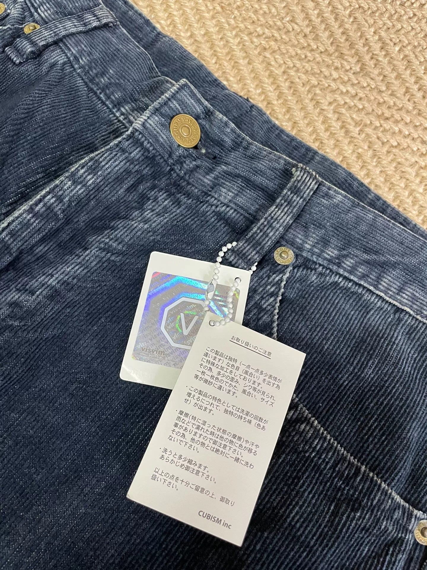 VISVIM FULXUS KANO Indigo Washed Corduroy Pants