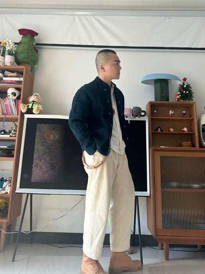 classic double-breasted jacket in navy blue
