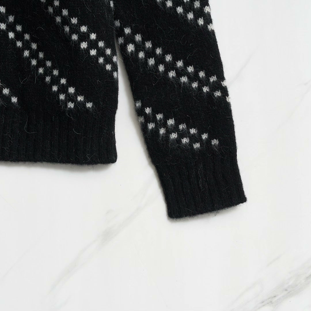 Saint Laurent Men's Black Zigzag Sweater