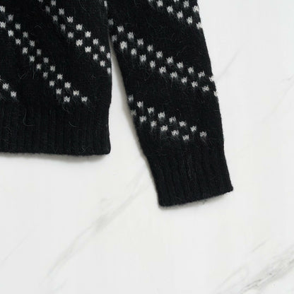 Saint Laurent Men's Black Zigzag Sweater