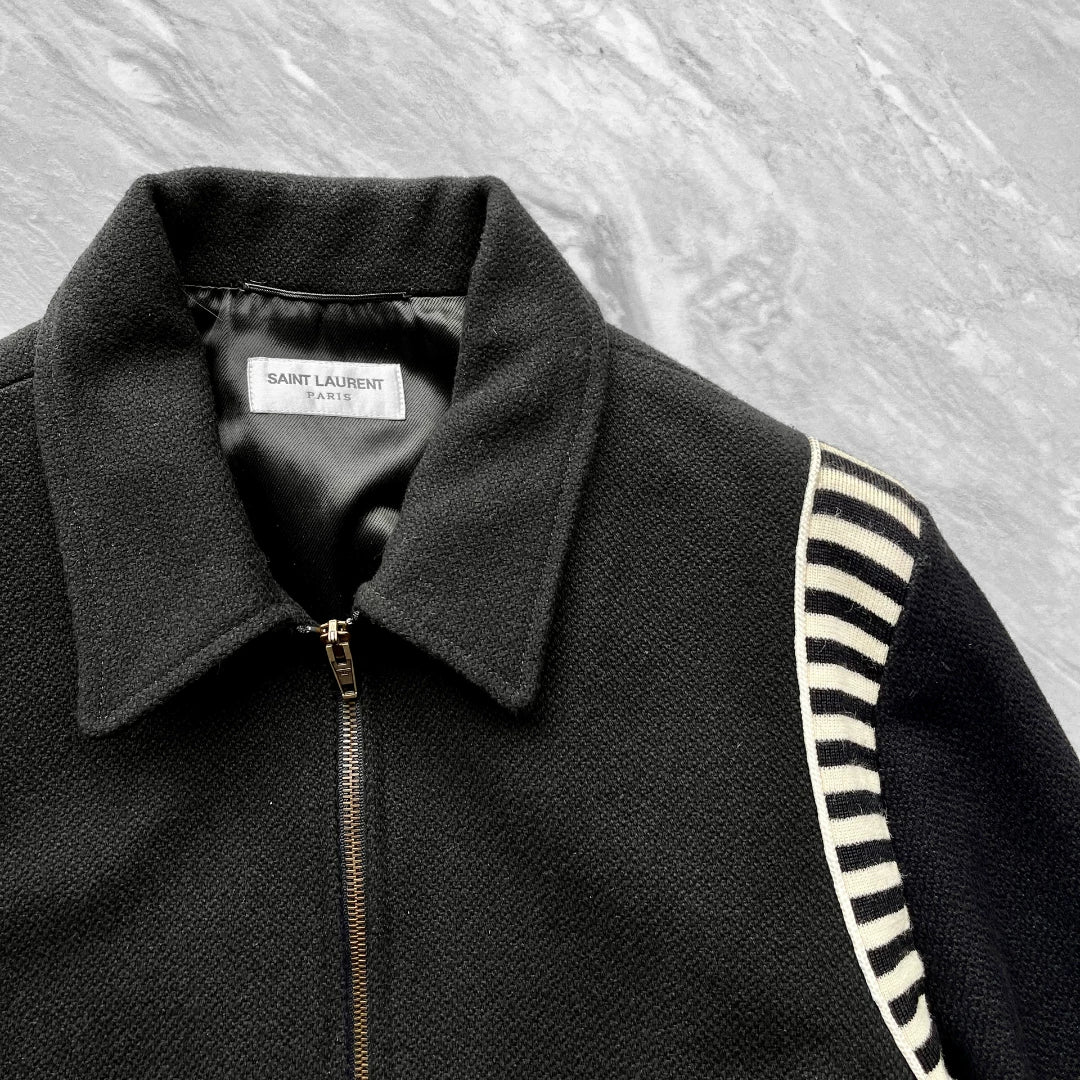 Saint Laurent Striped Zip Baseball Jacket