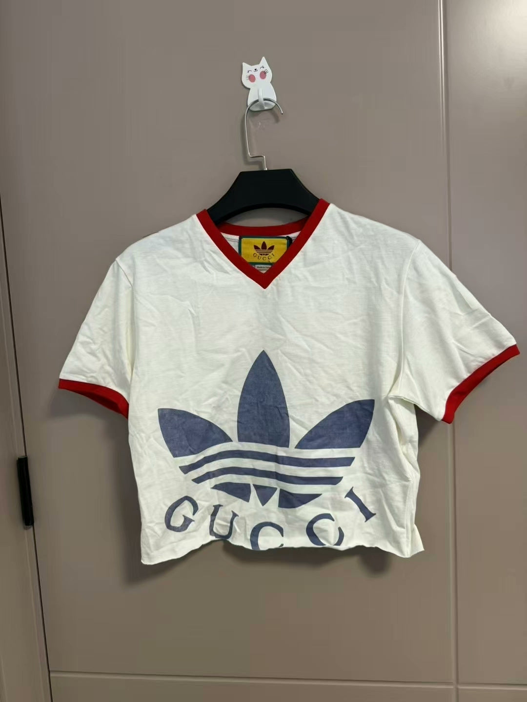 gucci x adidas logo short sleeve shirt
