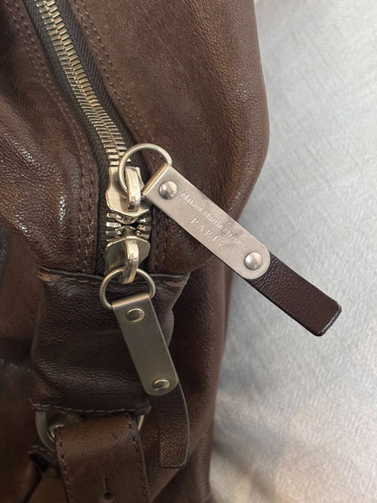 maison martin margiela camel leather travel bag