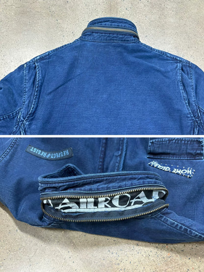 porter classic military coat blue dye patches