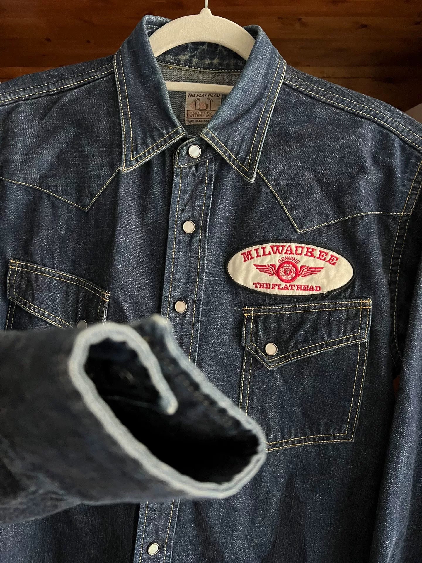 vintage western style denim button-up shirt