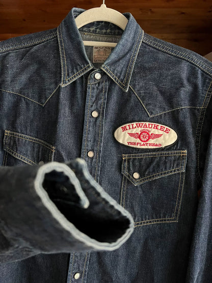 vintage western style denim button-up shirt