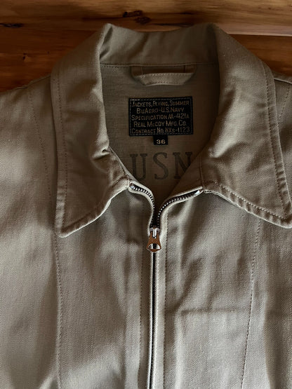 real mccoy's type m-421a khaki flight jacket