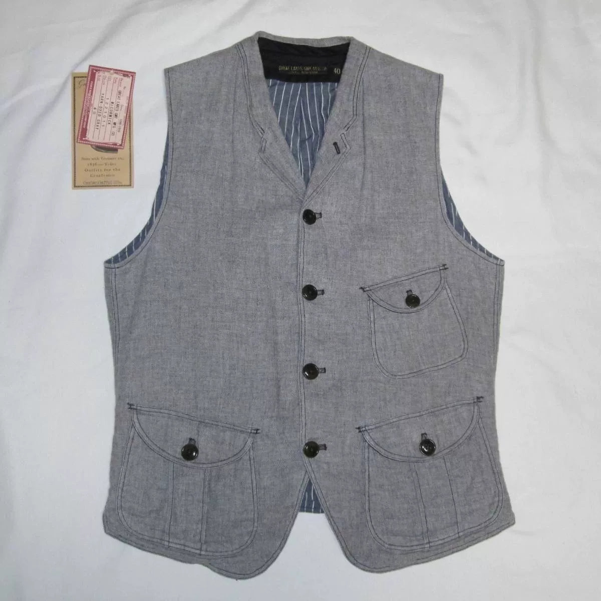 Freewheelers Linen Cotton Vest Size 40
