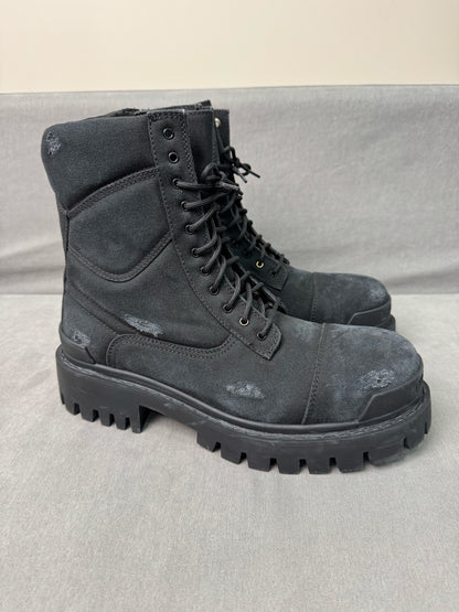 balenciaga strike vintage military boots black