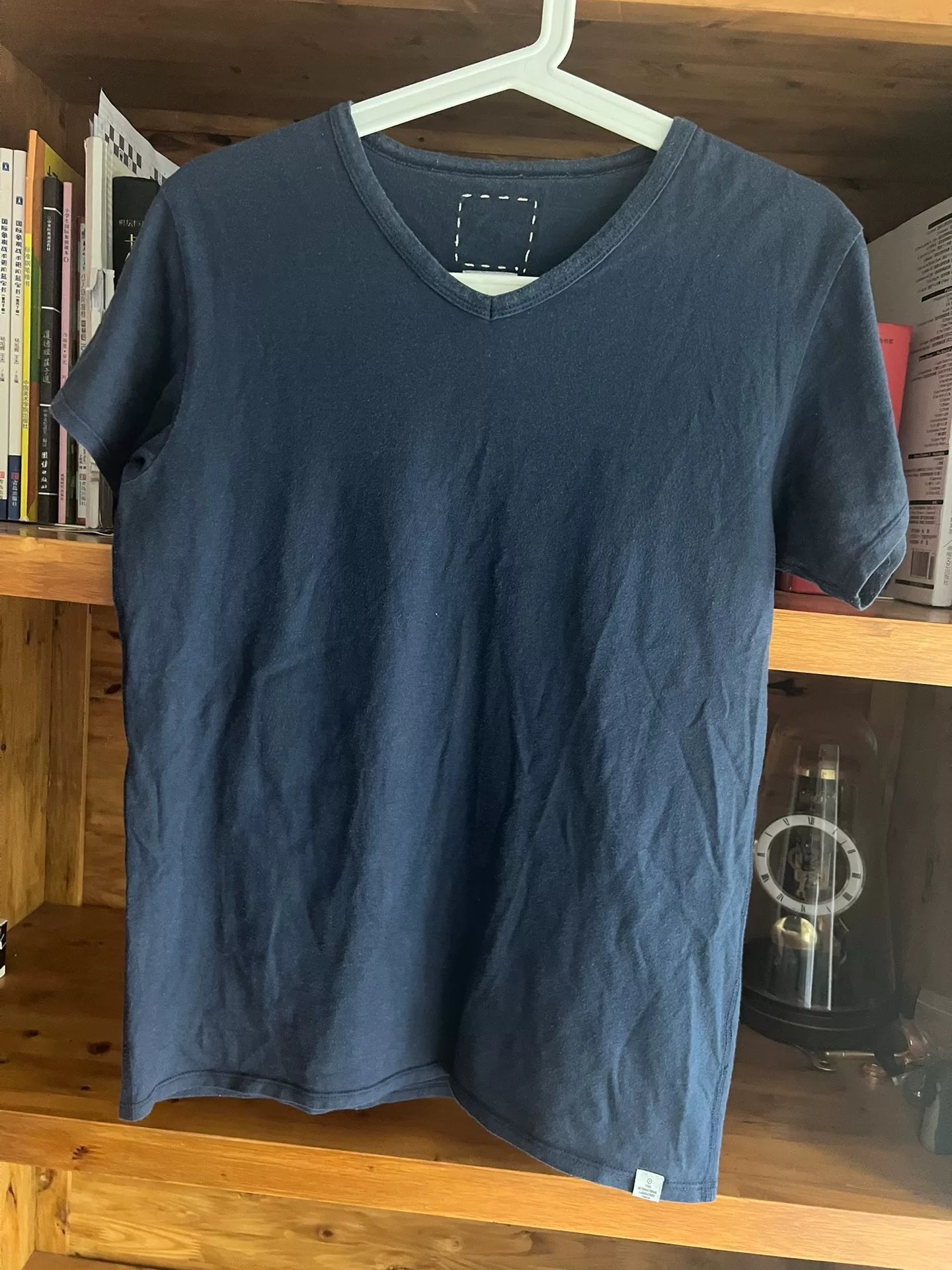 visvim Blue Dyed V-Neck Short Sleeve Tee