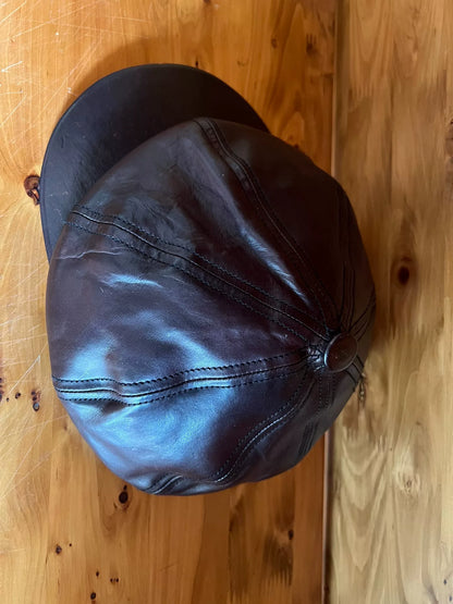 leather patchwork newsboy cap for small heads