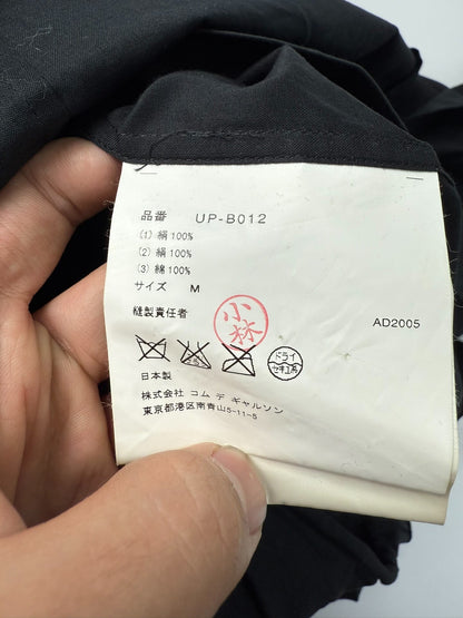 black sheer long shirt with deconstructed design