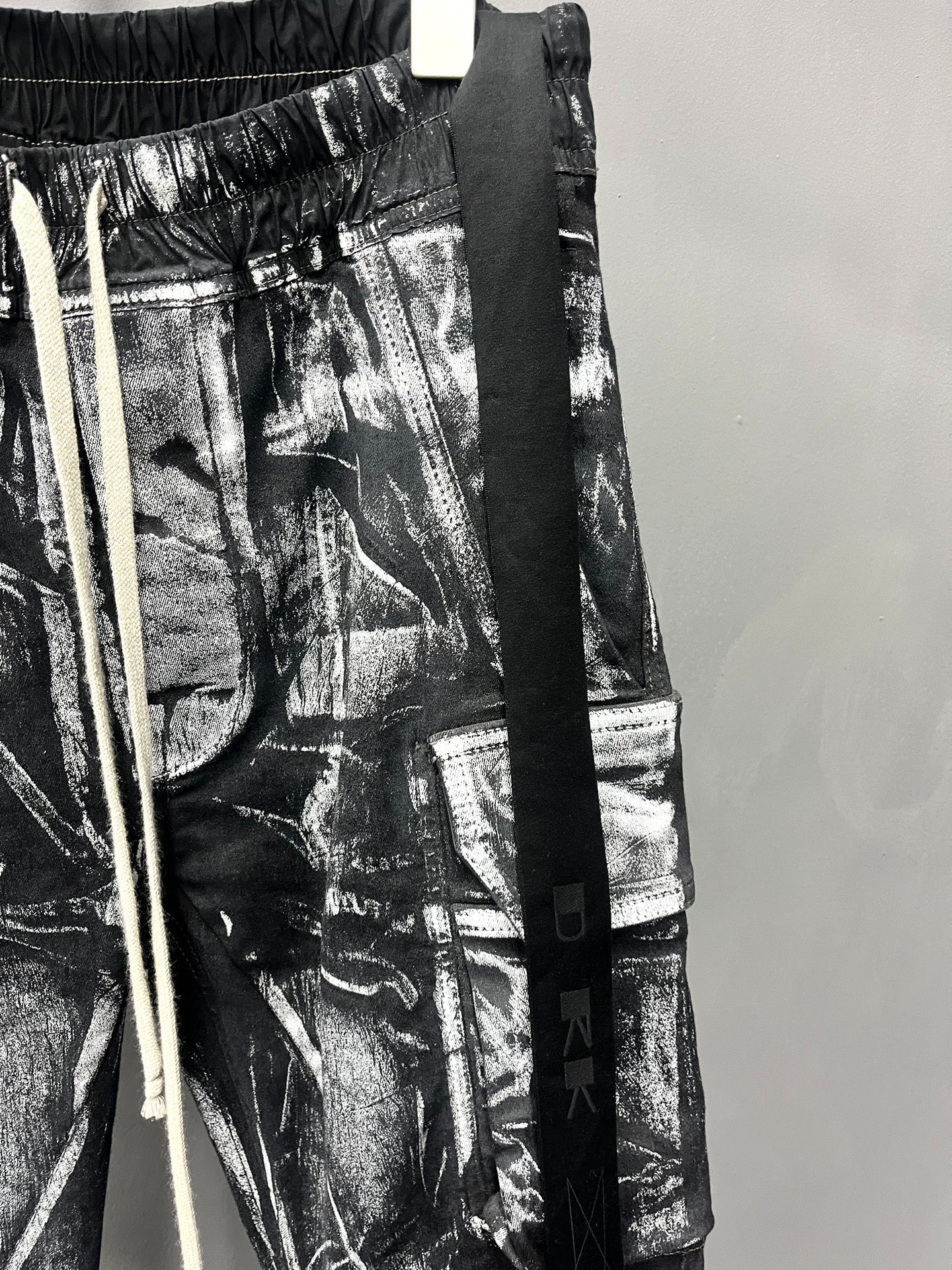 Rick Owens Painted Black White Cargo Pants