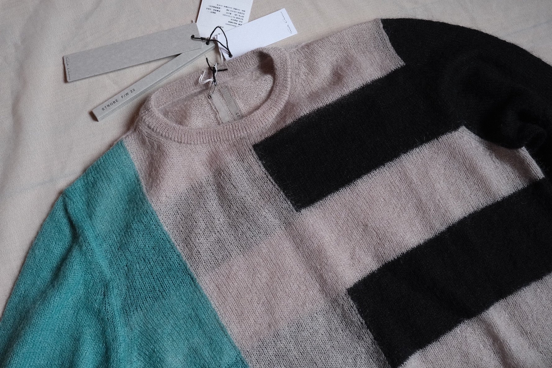 Rick Owens Colorblock Mohair Wool Sweater
