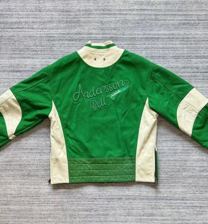 andersson bell green and white varsity jacket