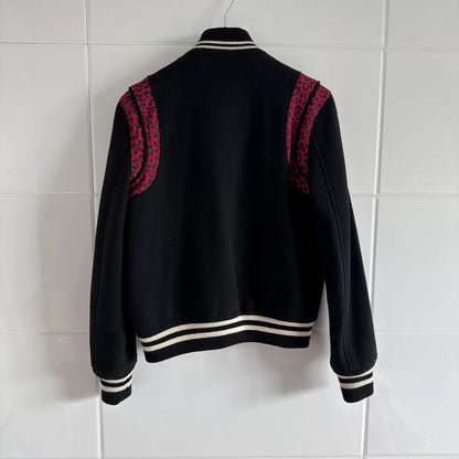 Saint Laurent Leopard Print Baseball Jacket