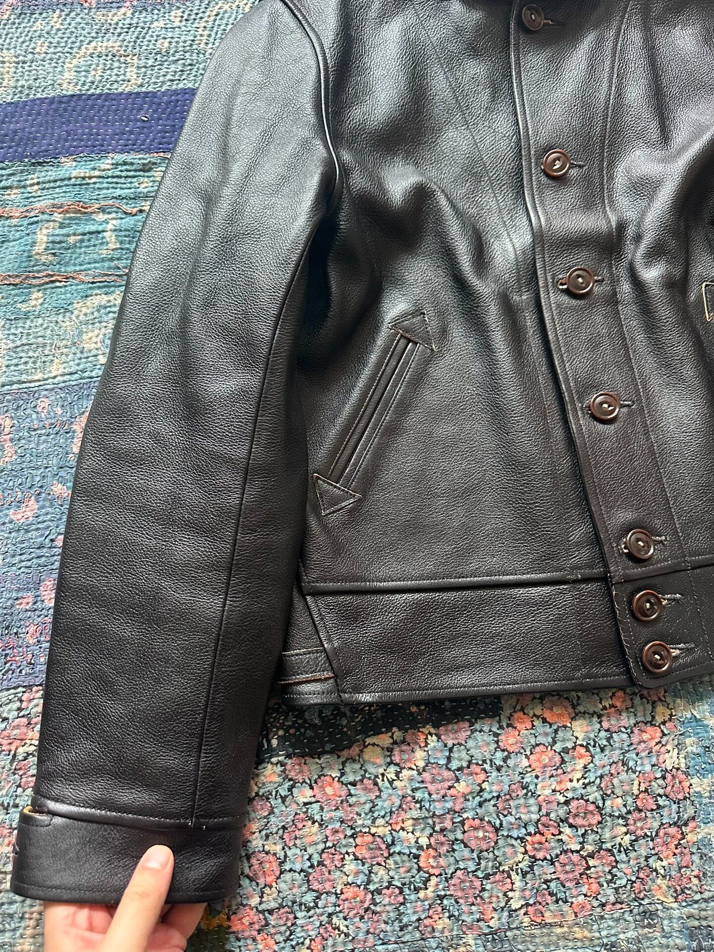 mister freedom leather jacket with button detail