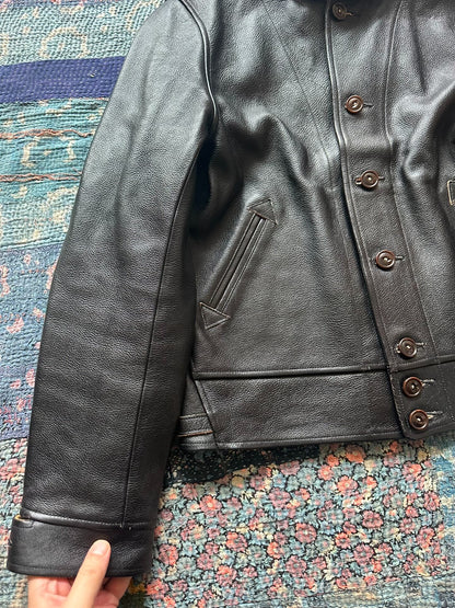 mister freedom leather jacket with button detail