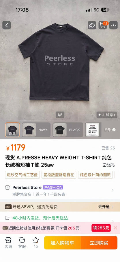 Heavy Weight T-Shirt by A.PRESSE