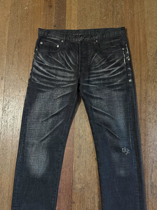 dior homme black cotton denim pants