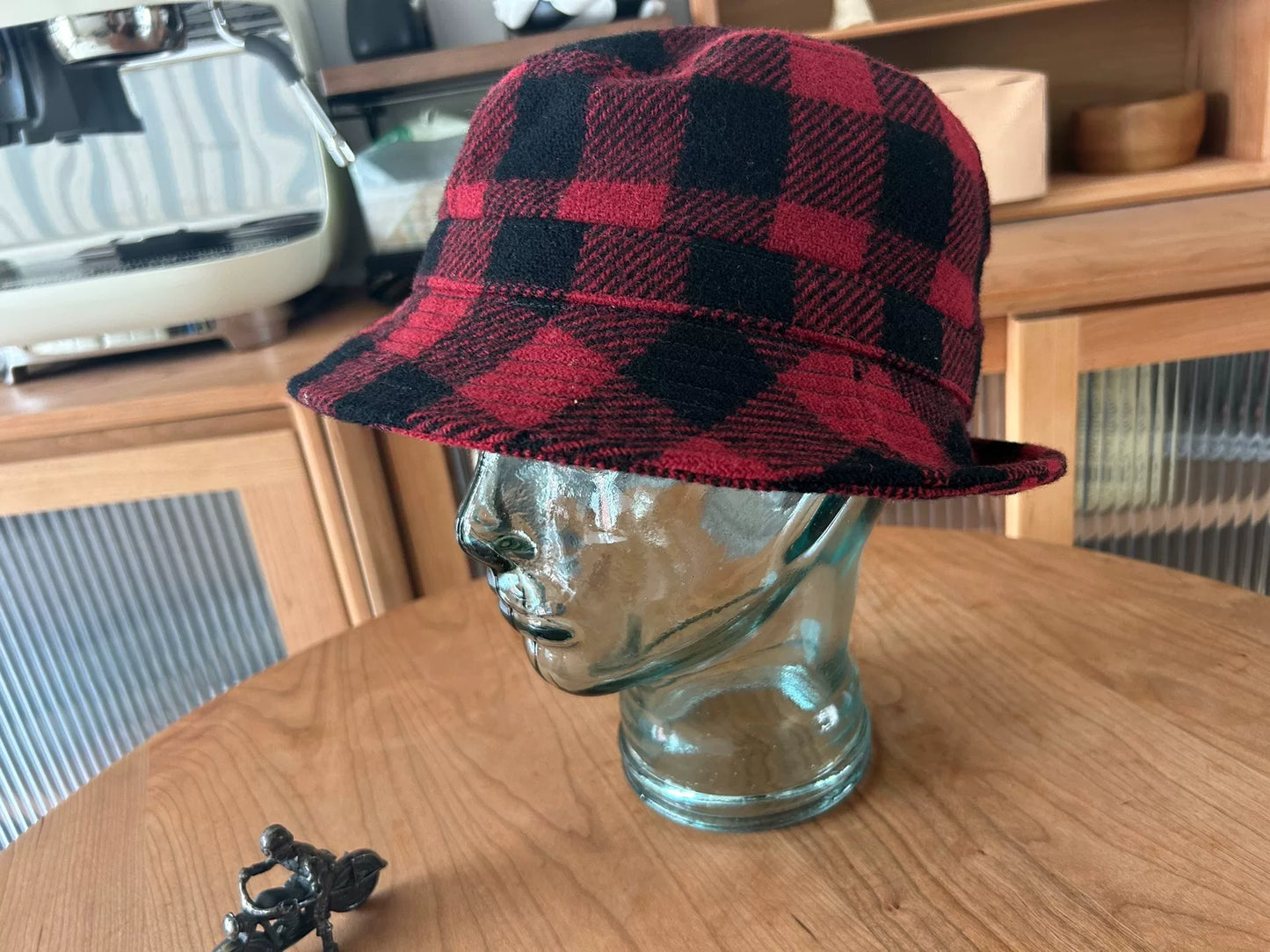 red and black plaid outdoor gentleman hat