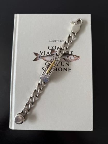 silver rare sci-fi cross bracelet watch