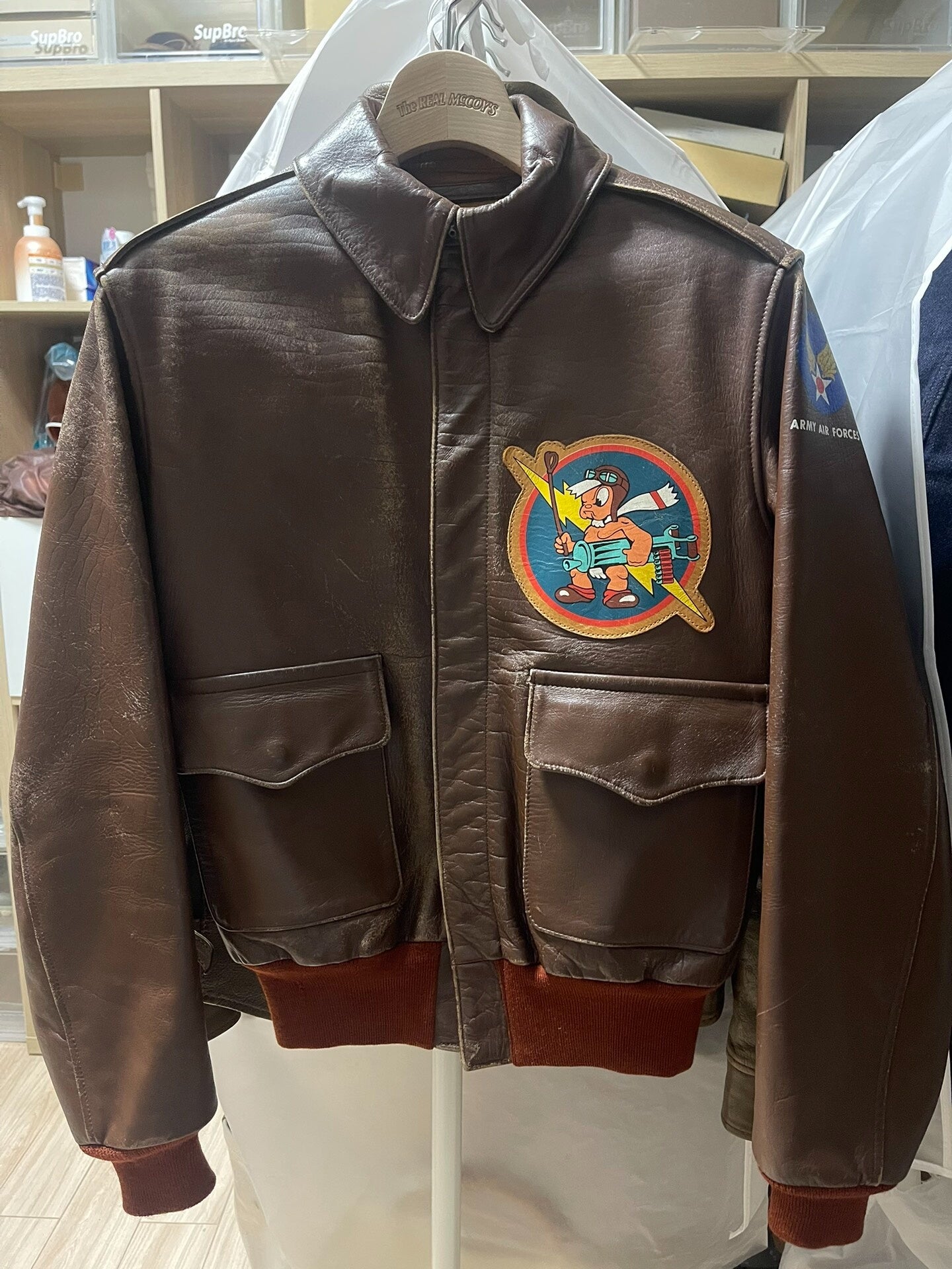 vintage real mccoy leather bomber jacket