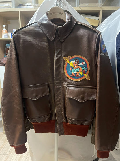 vintage real mccoy leather bomber jacket