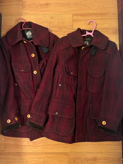 Heavy Wool Hunting Jacket in Burgundy