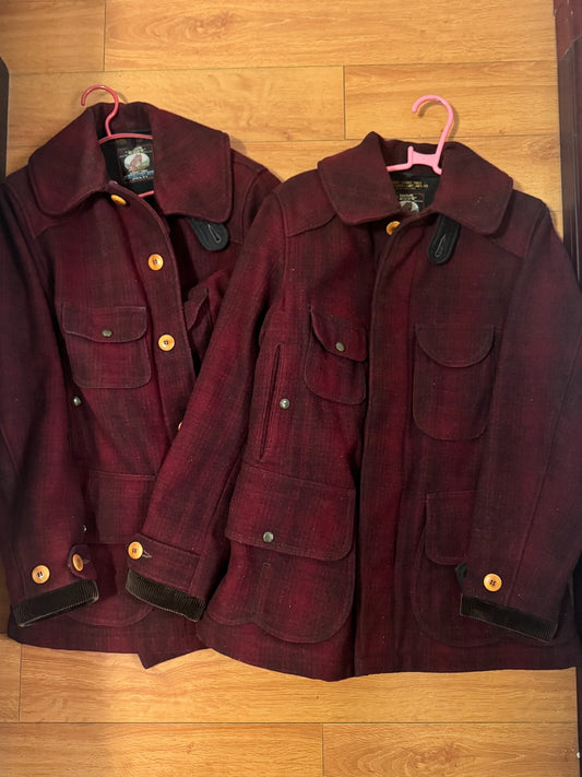 Heavy Wool Hunting Jacket in Burgundy