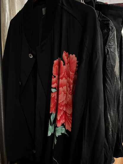 Yohji Yamamoto Velvet Coat with Graphic Design
